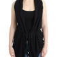 Black sleeveless knitted cardigan
