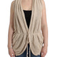 Beige V-Neck Belted Knit Vest