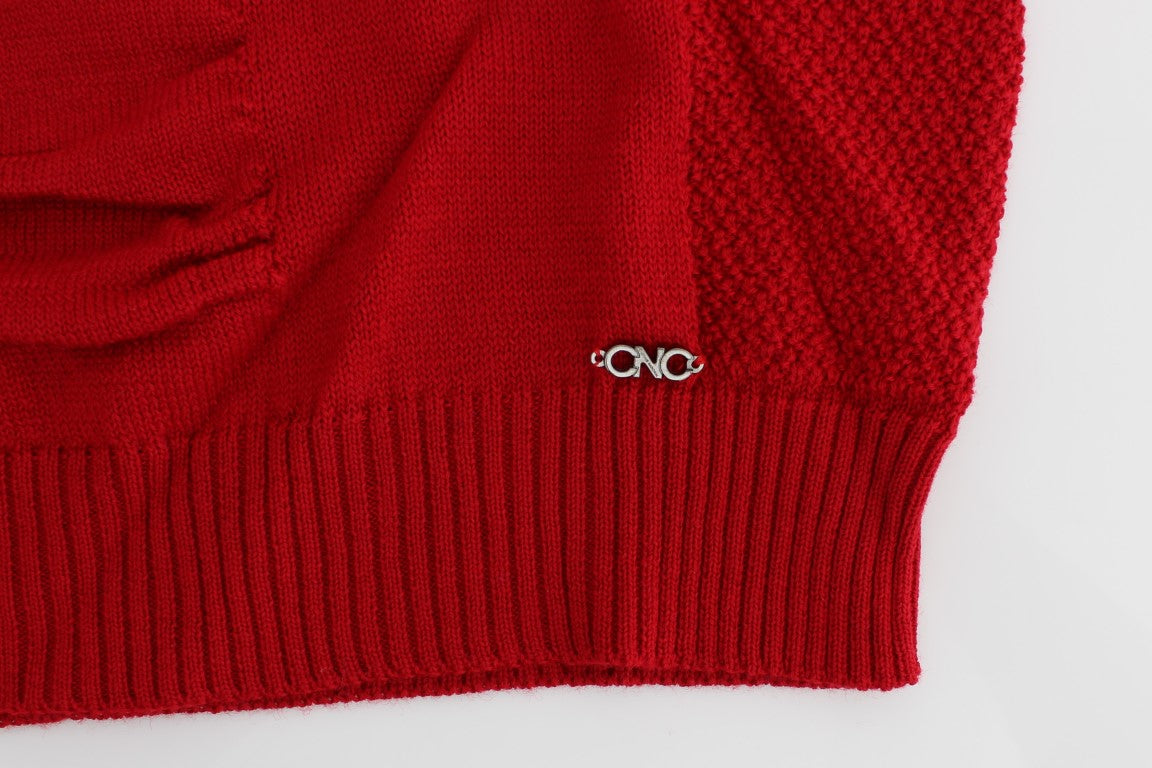 Chic V-Neck Lightweight Red Sweater