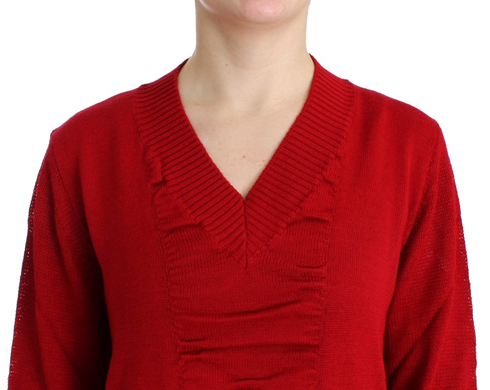 Chic V-Neck Lightweight Red Sweater