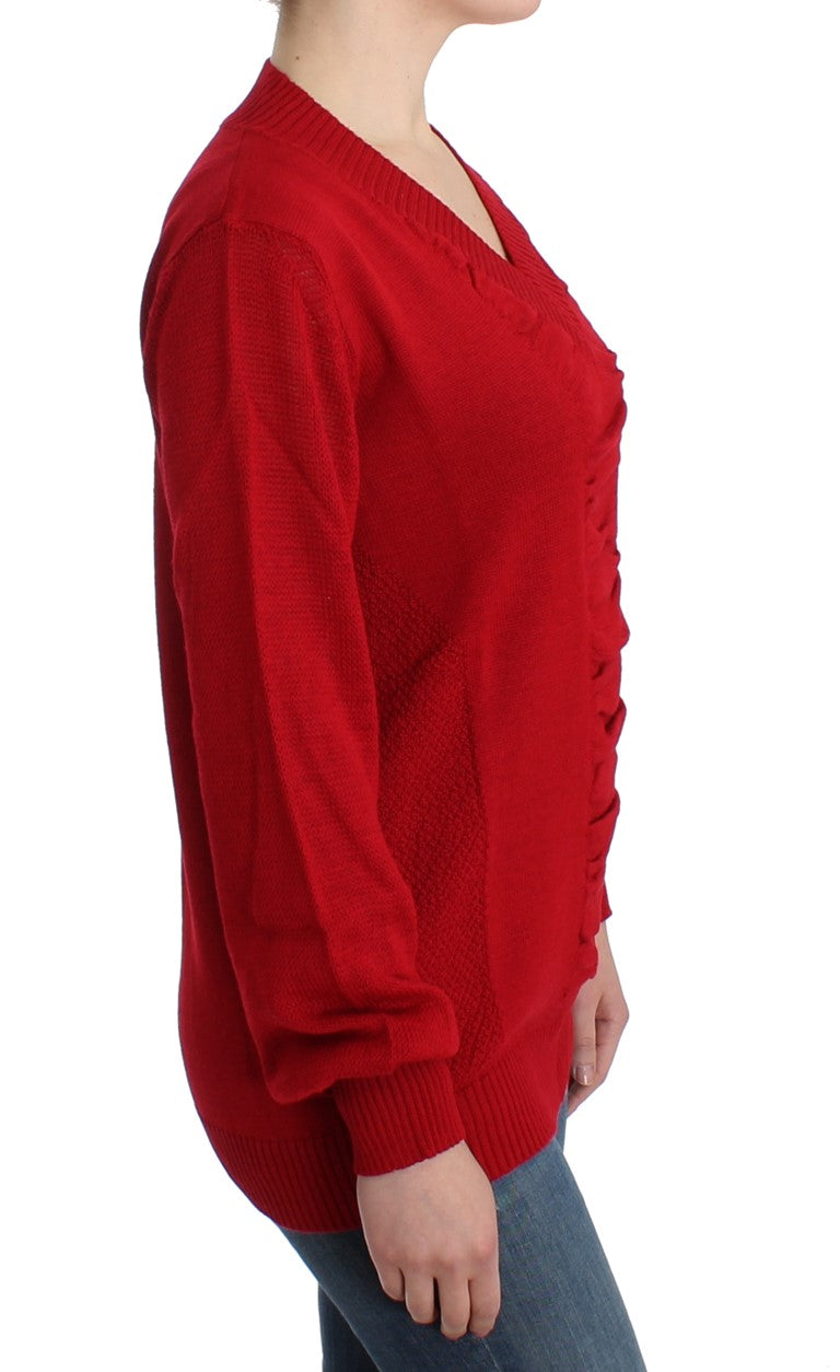 Chic V-Neck Lightweight Red Sweater