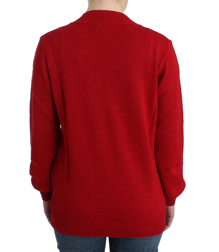 Chic V-Neck Lightweight Red Sweater