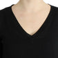 Black V-neck lightweight sweater