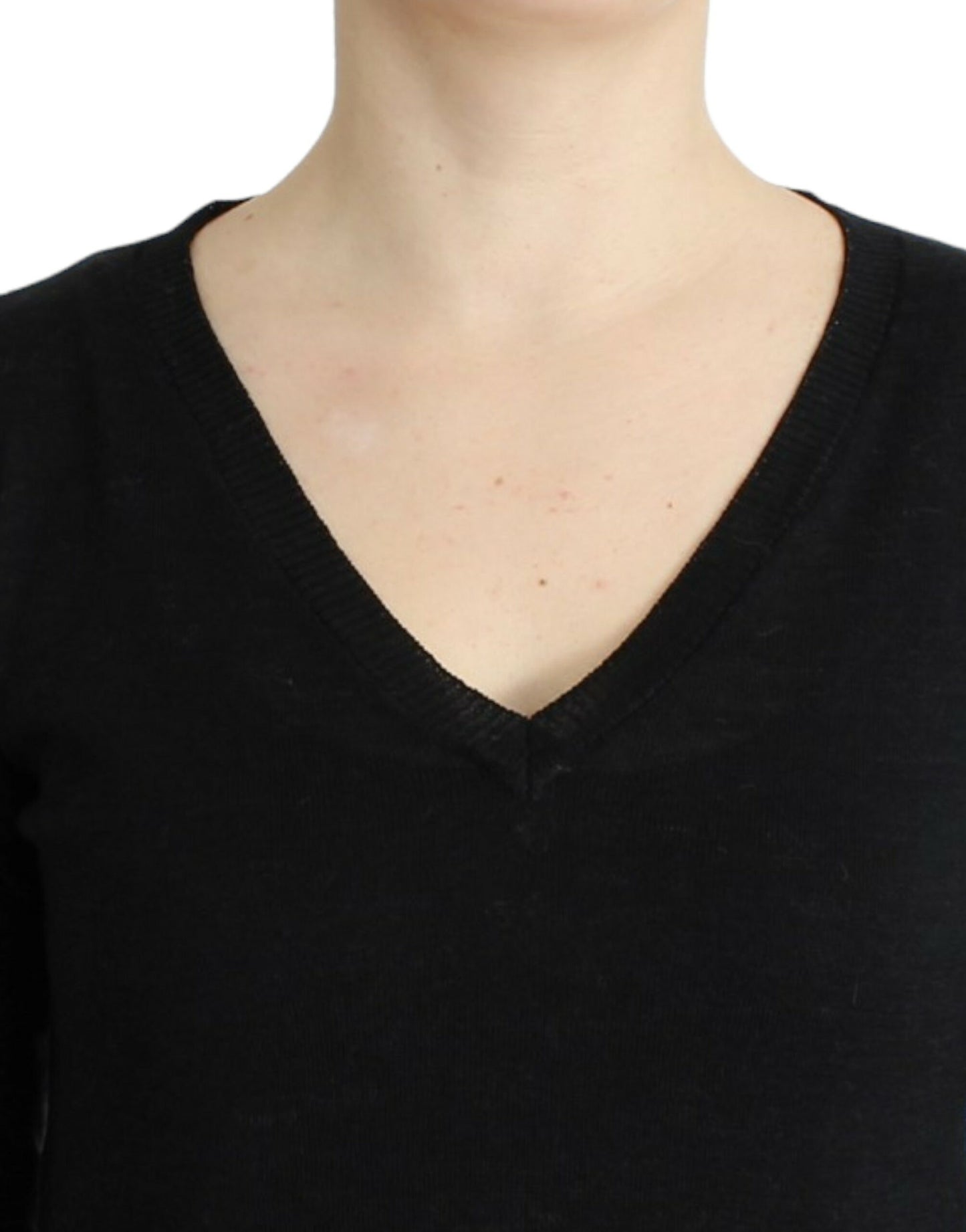 Black V-neck lightweight sweater