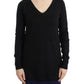 Black V-neck lightweight sweater
