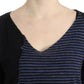 Black striped V-neck sweater