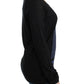 Black striped V-neck sweater