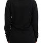 Black striped V-neck sweater