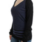 Black striped V-neck sweater