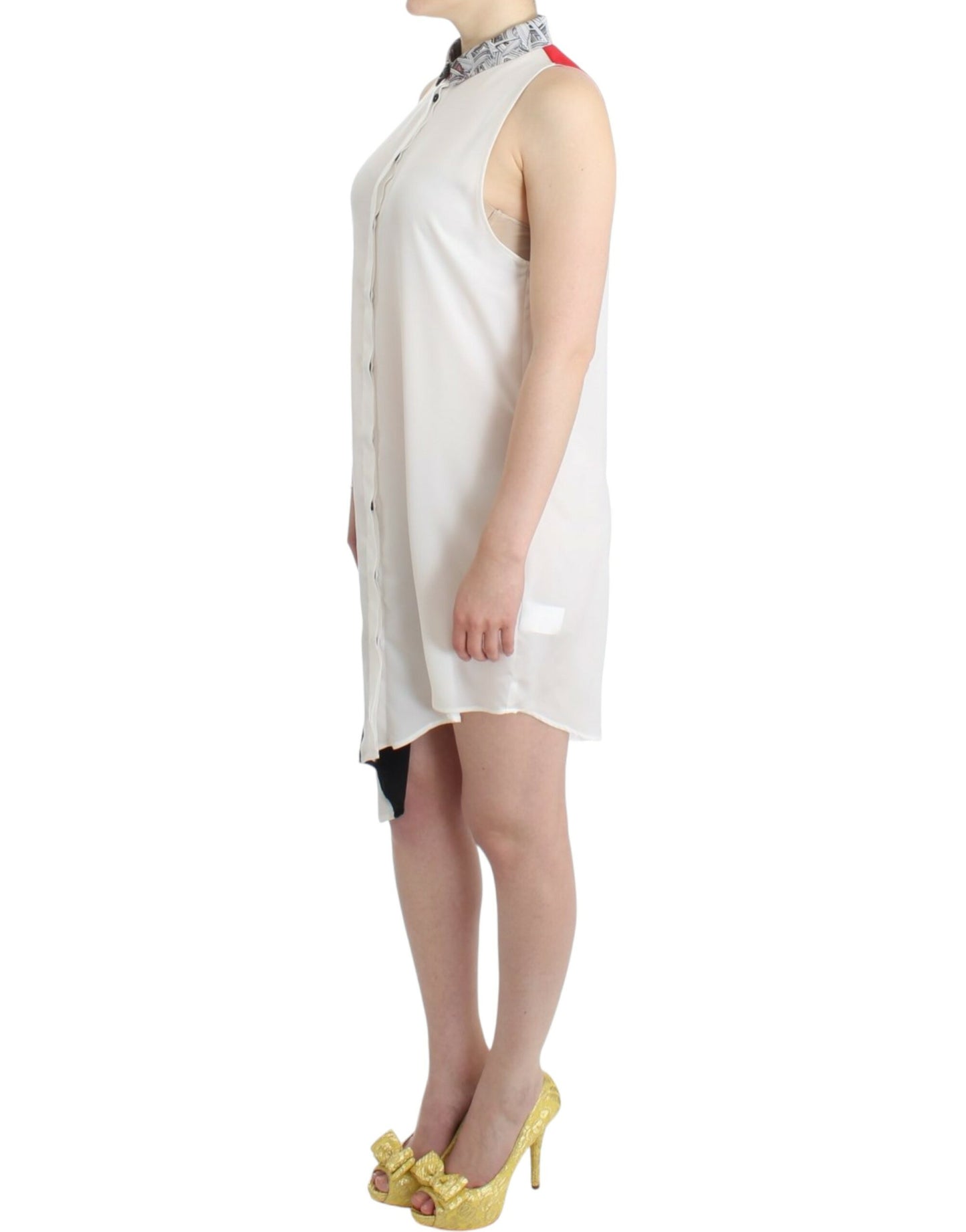 White shirt assymetric hem dress