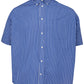 Chic Blue Striped Logo Shirt for Men