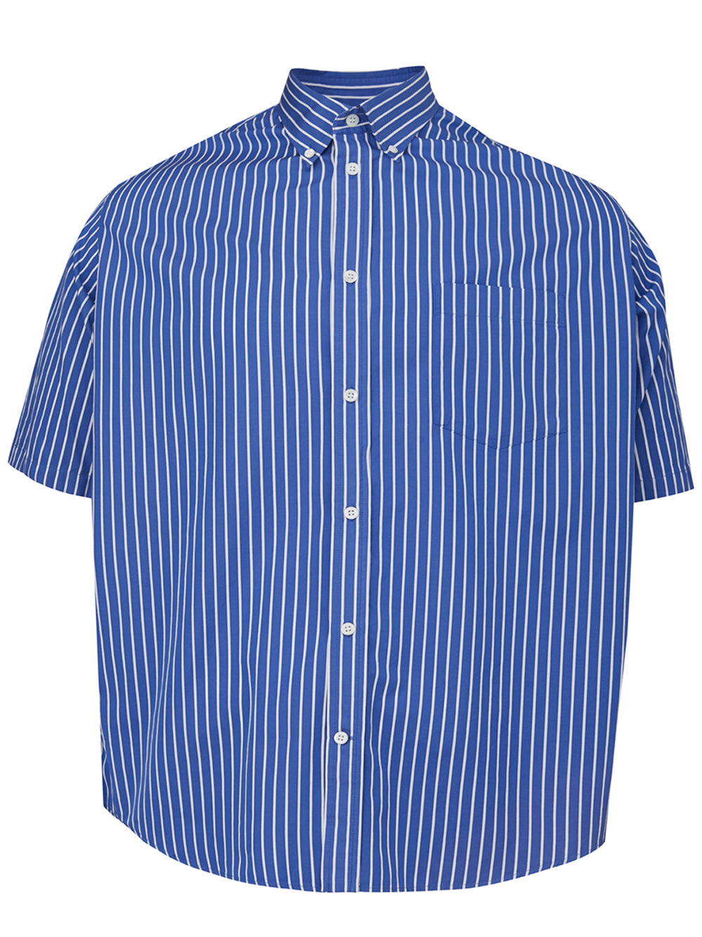 Chic Blue Striped Logo Shirt for Men