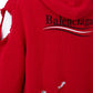 Red Ribbed Knit Oversize Sweater with Emblems