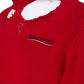 Red Ribbed Knit Oversize Sweater with Emblems