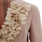 Elegant Light Pink Double Breasted Ruffle Jacket