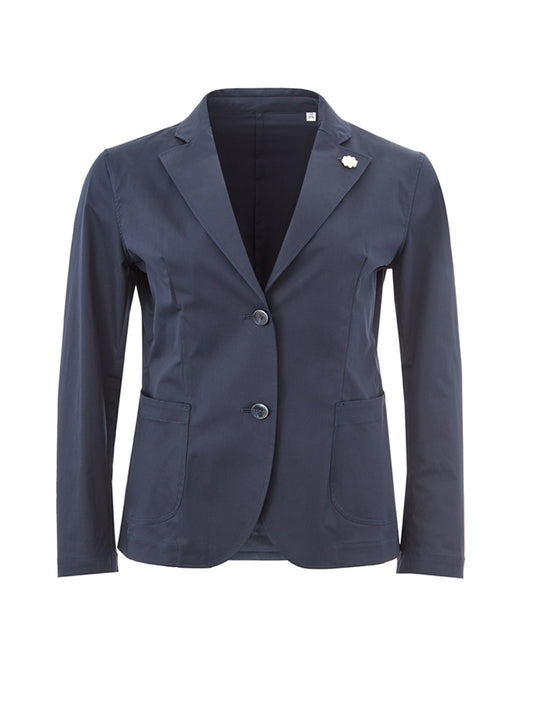 Elegant Navy Blue Cotton Jacket