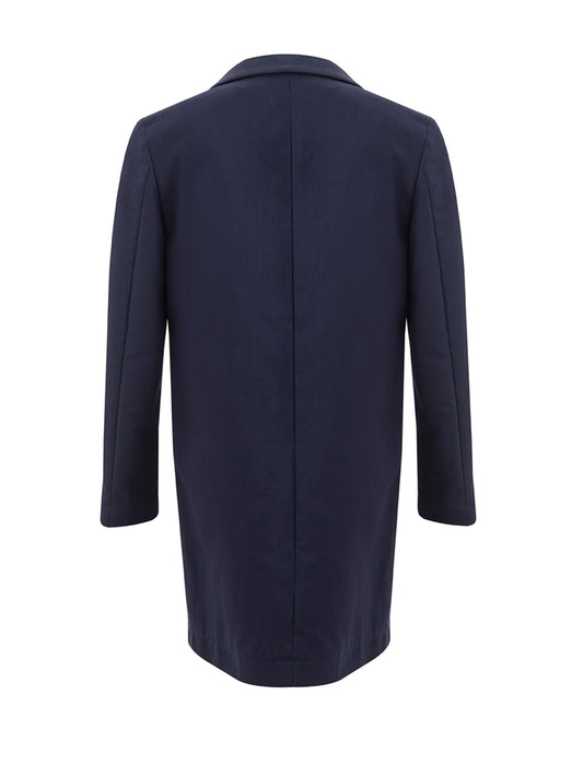 Elegant Blue Cotton Trench Jacket