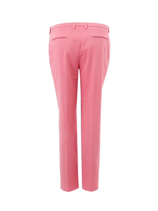 Chic Pink Chino Style Cotton Trousers