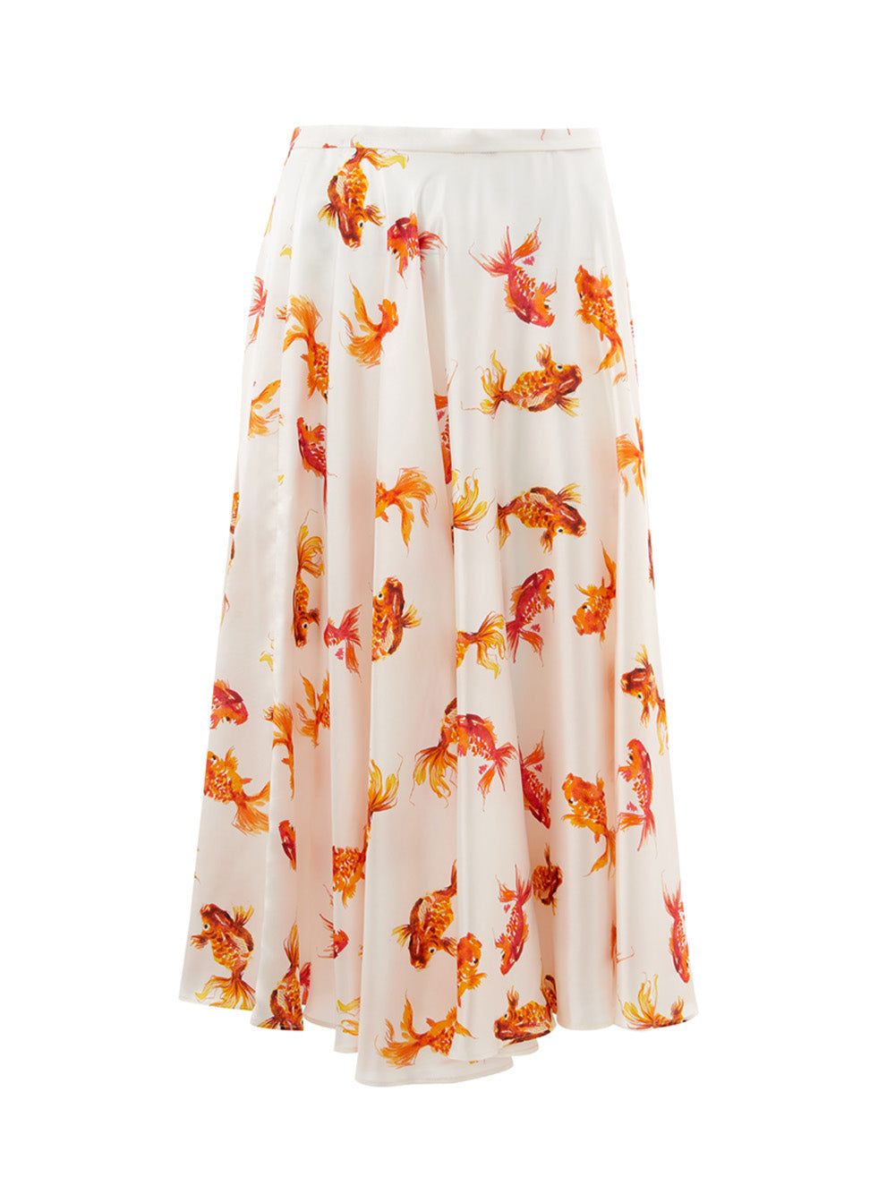 Elegant Flared Print Skirt in Vibrant Orange