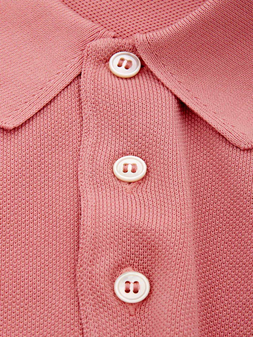 Chic Pink Knit-Effect Cotton Polo