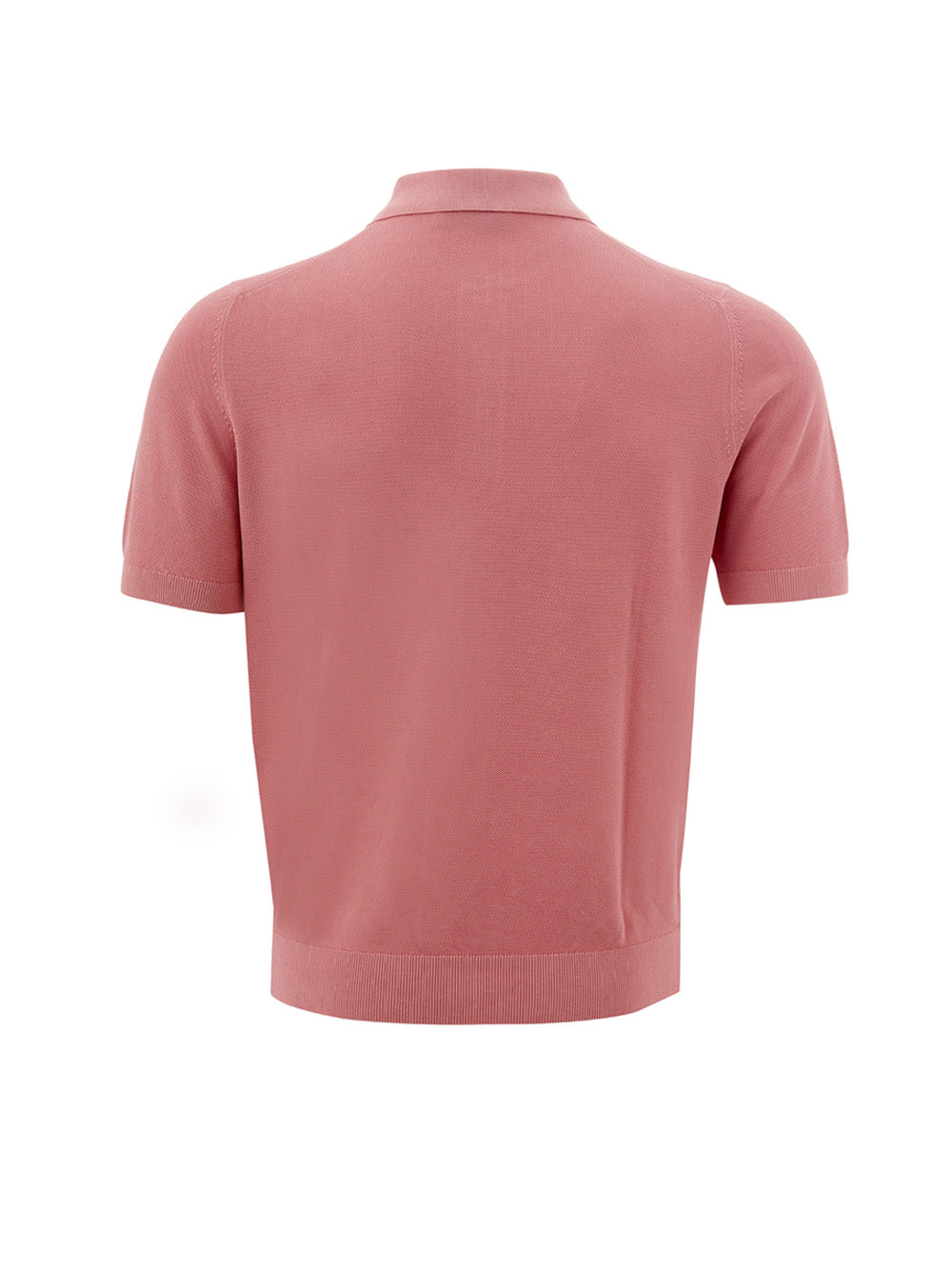 Chic Pink Knit-Effect Cotton Polo