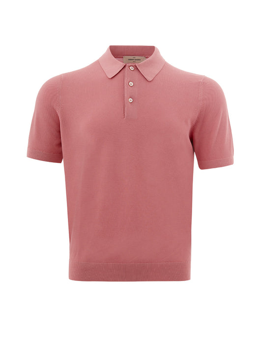 Chic Pink Knit-Effect Cotton Polo