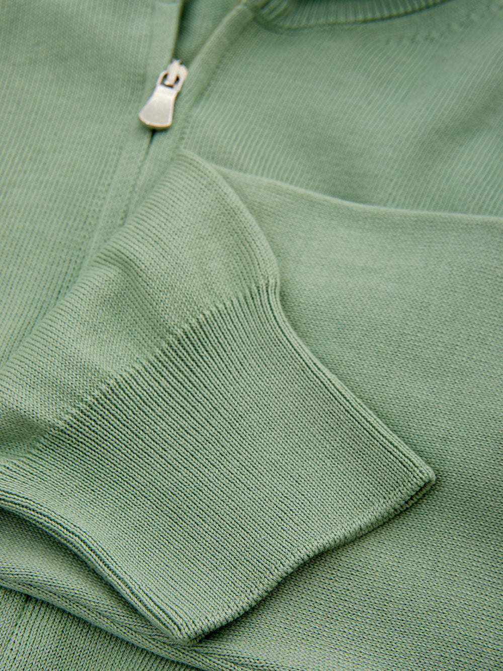 Elegant Green Turtleneck Zip Sweater