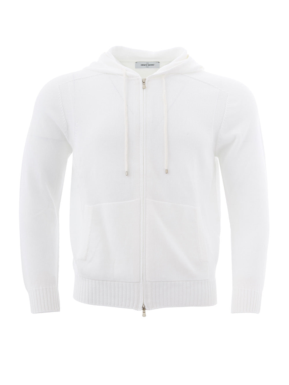 Elegant White Cotton Hooded Sweater