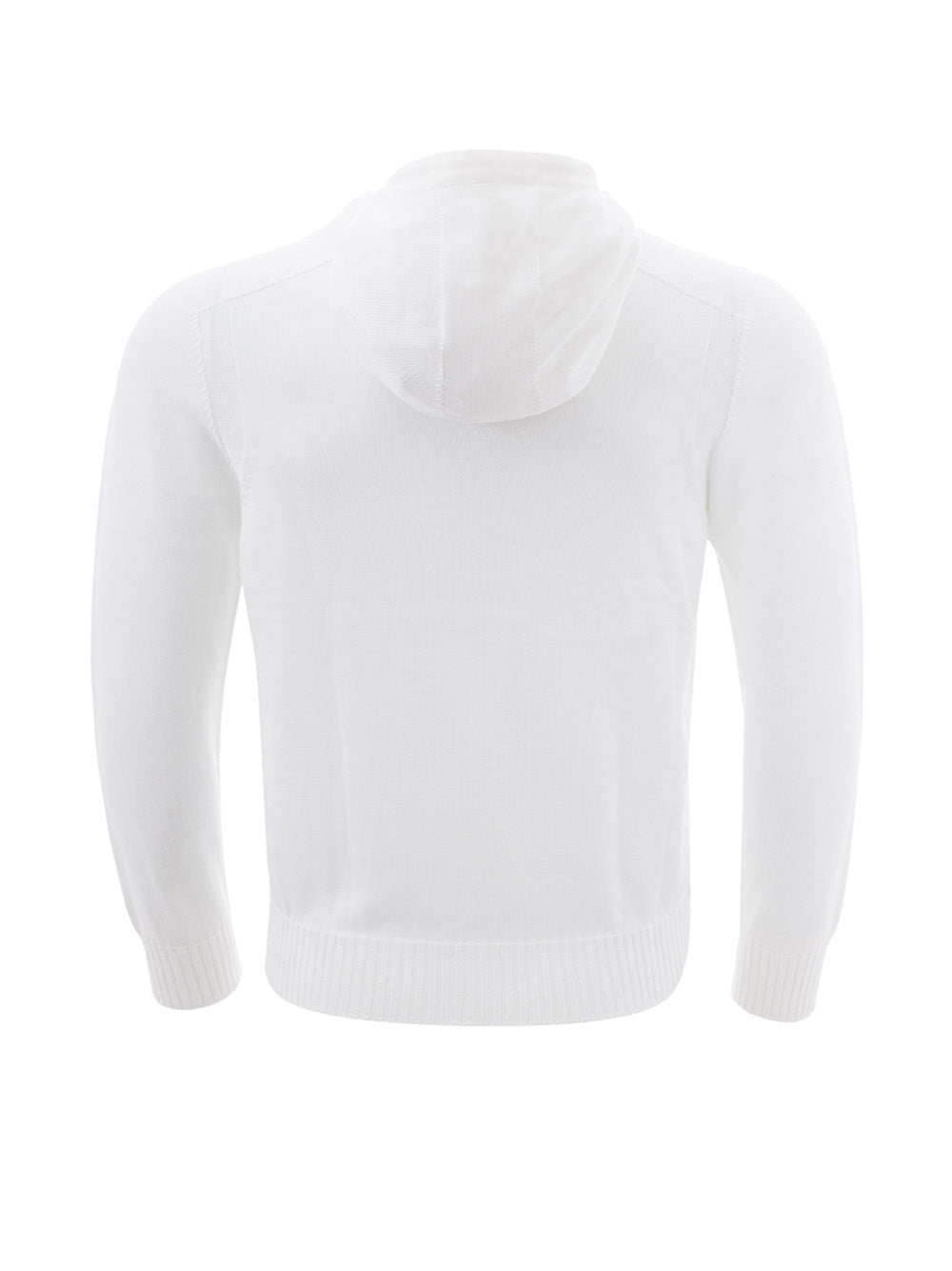 Elegant White Cotton Hooded Sweater