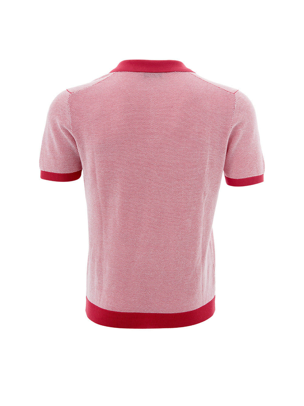 Elegant V-Neck Cotton Polo in Vibrant Pink Red