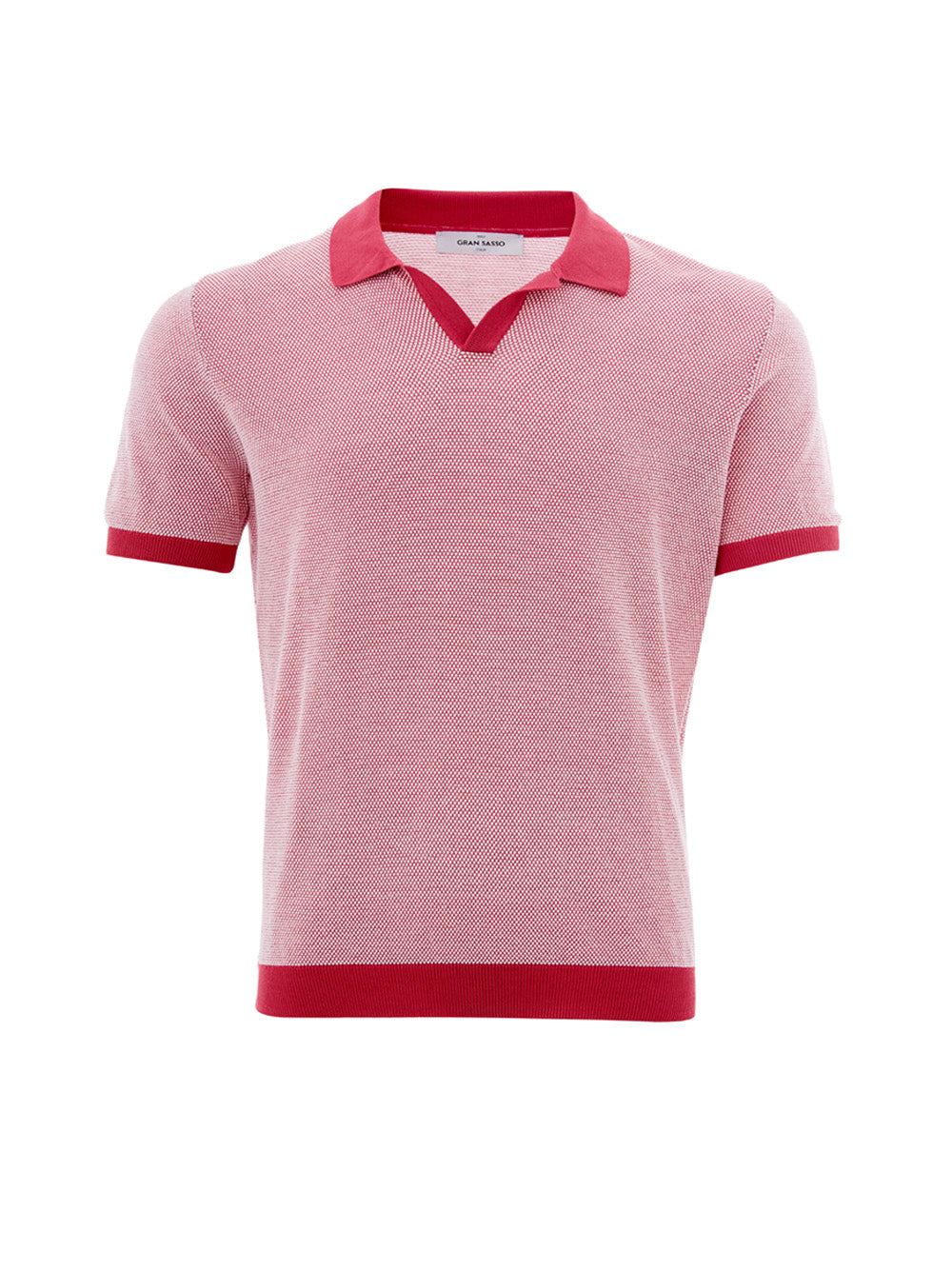 Elegant V-Neck Cotton Polo in Vibrant Pink Red