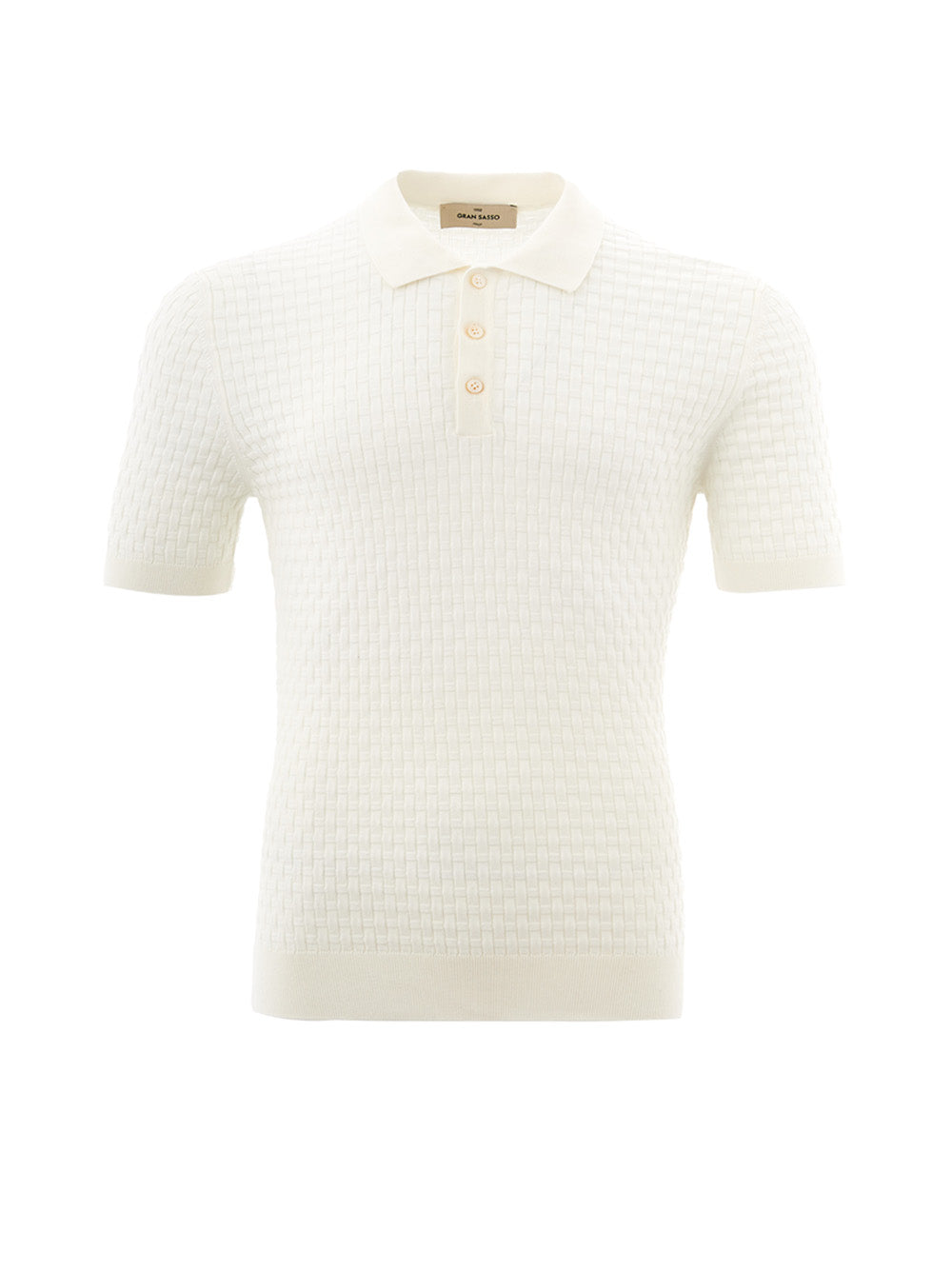 Elegant White Cotton Knitwear-Effect Polo