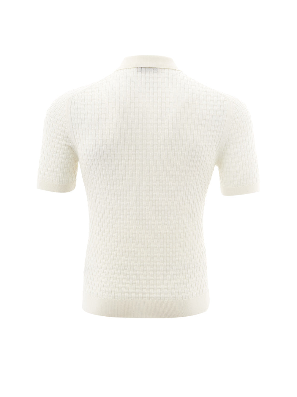 Elegant White Cotton Knitwear-Effect Polo