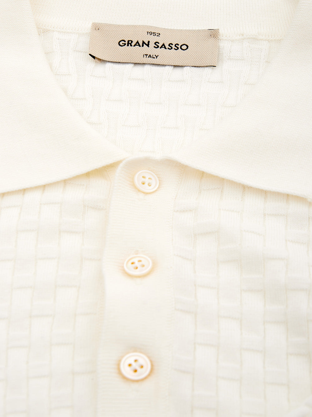 Elegant White Cotton Knitwear-Effect Polo