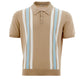 Elegant Beige Striped Cotton Polo Shirt