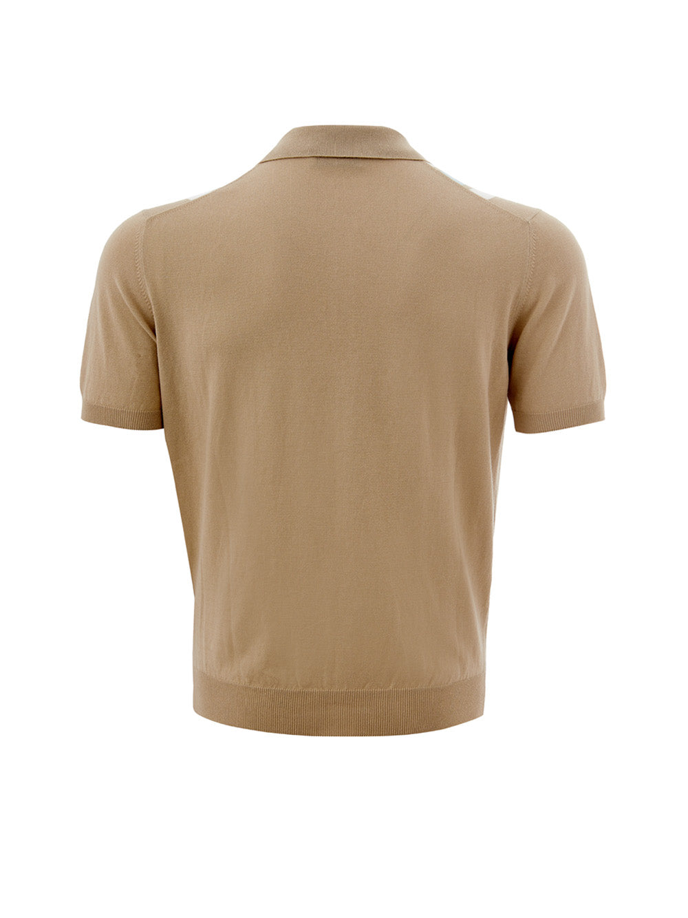 Elegant Beige Striped Cotton Polo Shirt