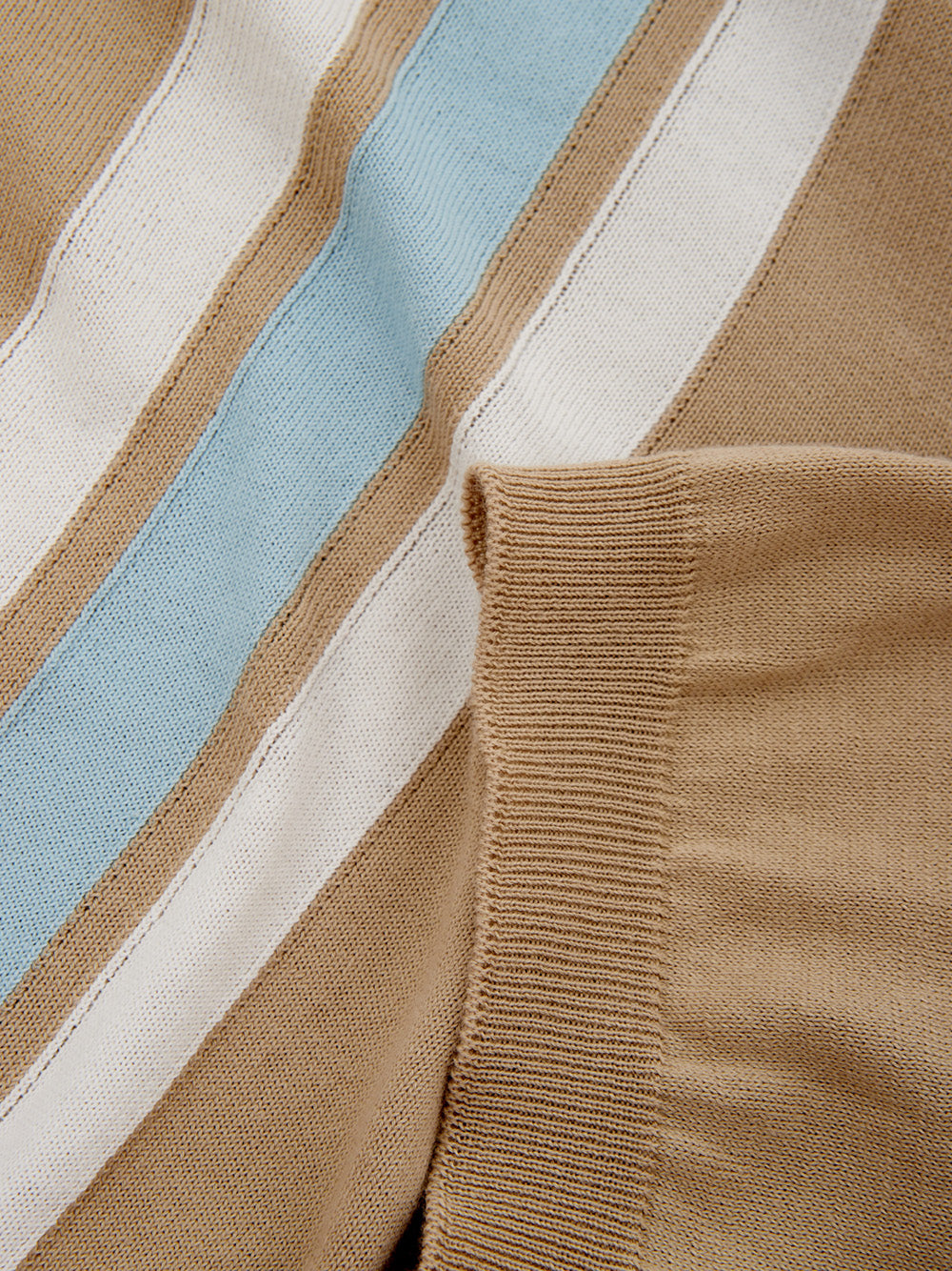 Elegant Beige Striped Cotton Polo Shirt