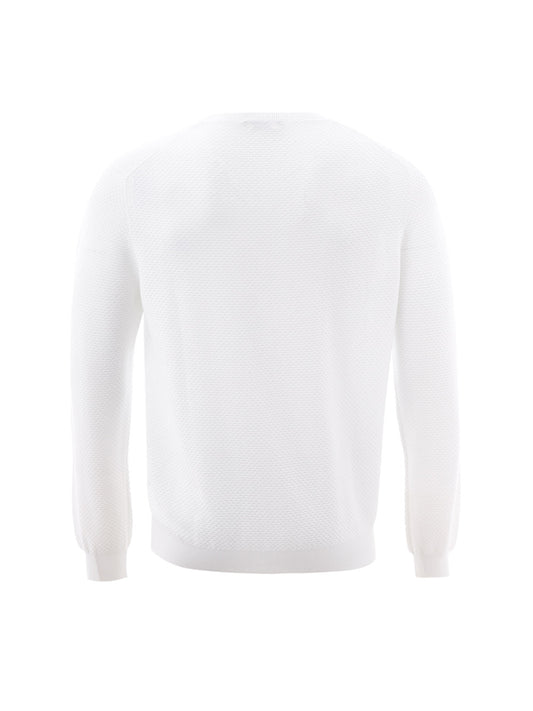 Elegant White Cotton Jumper for Men