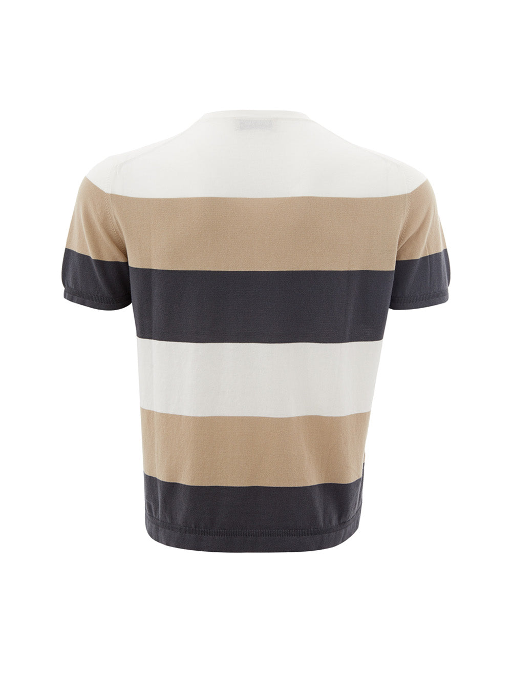 Elegant Beige Striped Cotton Tee for Men