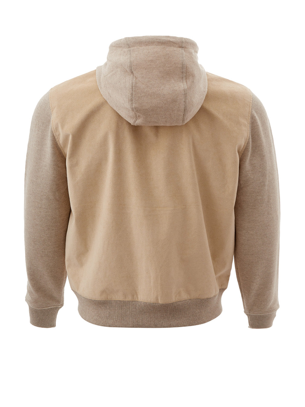 Beige Alcantara Hooded Zip Jumper