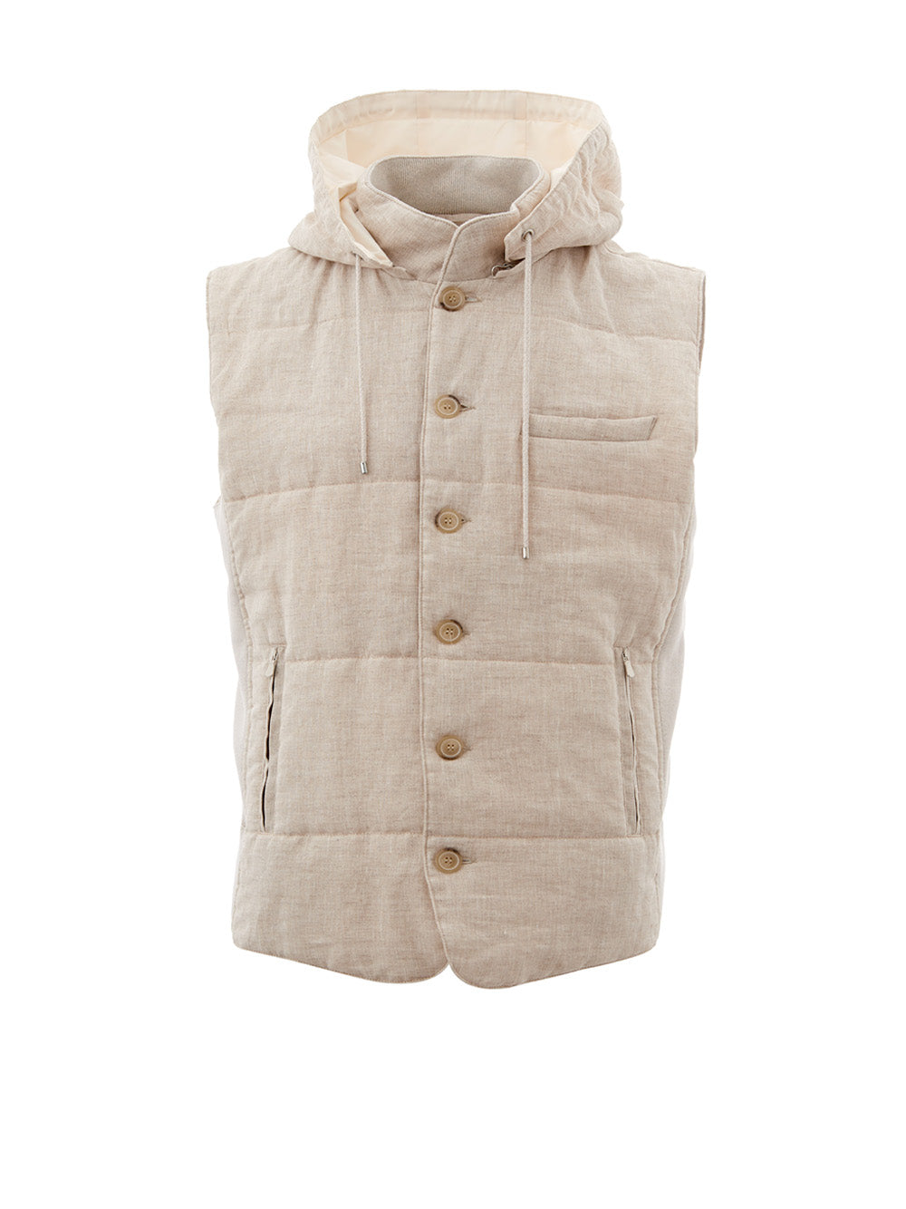 Elegant Beige Quilted Linen Vest