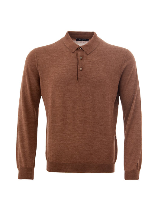 Elegant Silk Blend Long Sleeve Polo Shirt