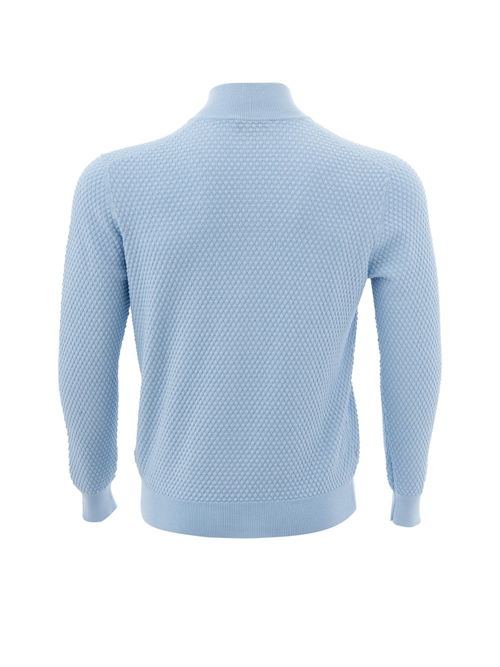 Elegant Light Blue Full Zip Cotton Jumper