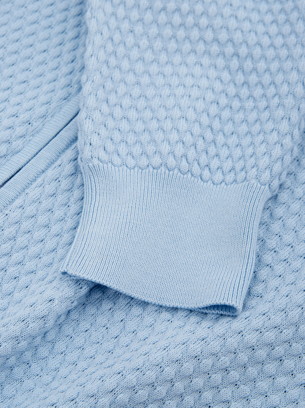 Elegant Light Blue Full Zip Cotton Jumper