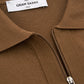 Elegant Brown Cotton Zip Polo Shirt