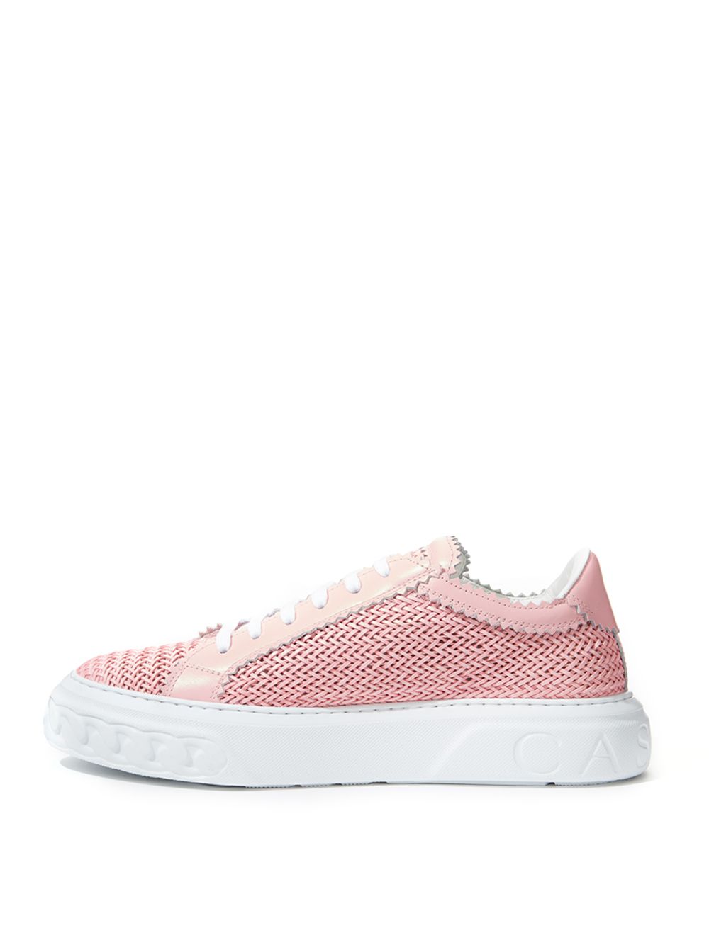 Pink Braided Leather Sneaker Elegance