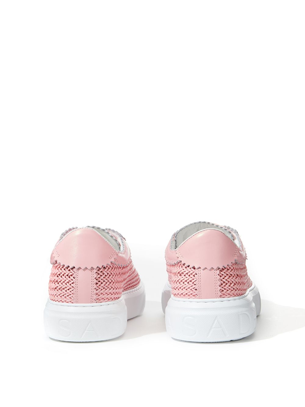 Pink Braided Leather Sneaker Elegance