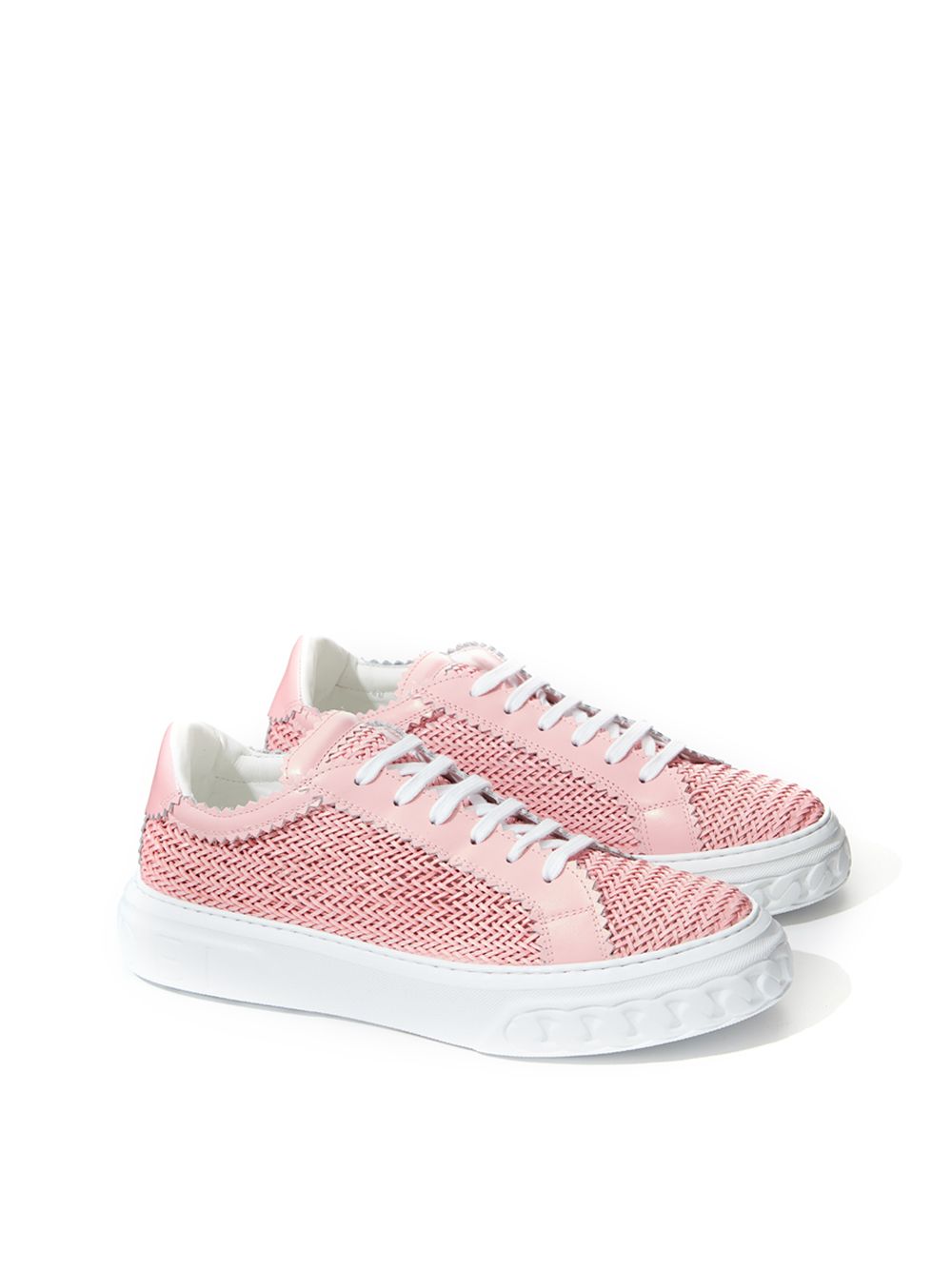 Pink Braided Leather Sneaker Elegance