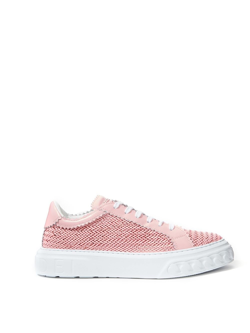 Pink Braided Leather Sneaker Elegance