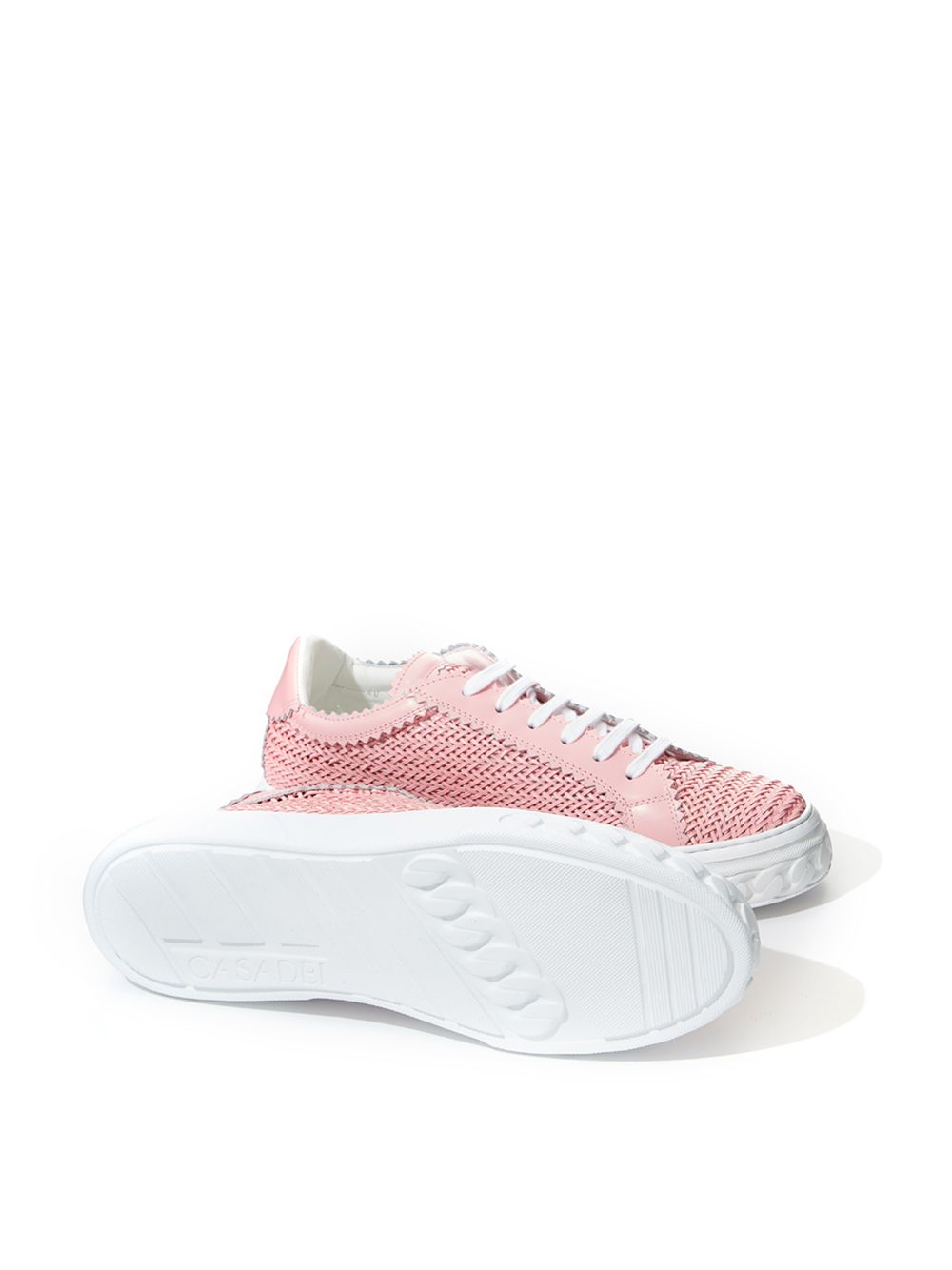 Pink Braided Leather Sneaker Elegance